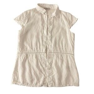 COSMO White 100% Linen Women’s Button Down Shirt Size Medium